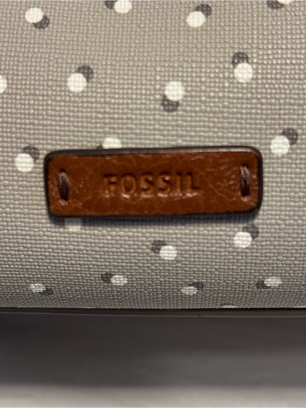 Fossil Fiona Women's Satchel, White And Gray Brown Leather Handles Signature Key - Picture 3 of 10